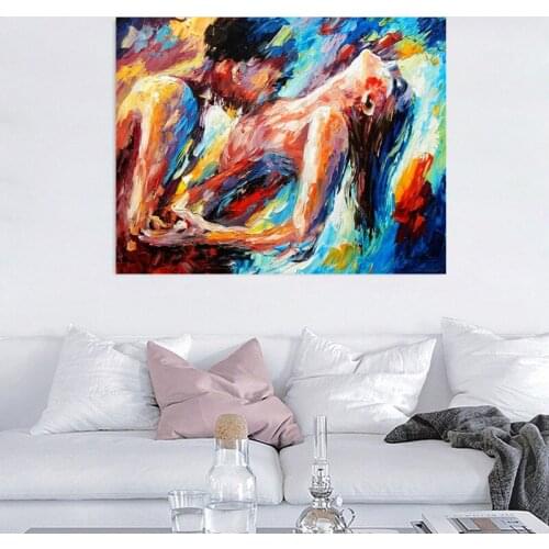 Color Sexy Men and Women Abstract Oil Painting Printing Painting Bedroom Head Wall Pictures for Living Room Draw Core
