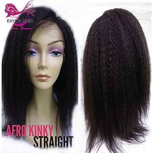 EAYON Brazilian Kinky Straight Lace Front Wigs Human Hair For Women 130% Density 13X6 Natural Black With Baby Hair Remy