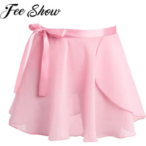 FEESHOW Kids Girls Ballet Tutu Dance Skirt Gymnastics Leotard Practice Wrap Scarf Skirt Children Dance Dress Ballerina Costume