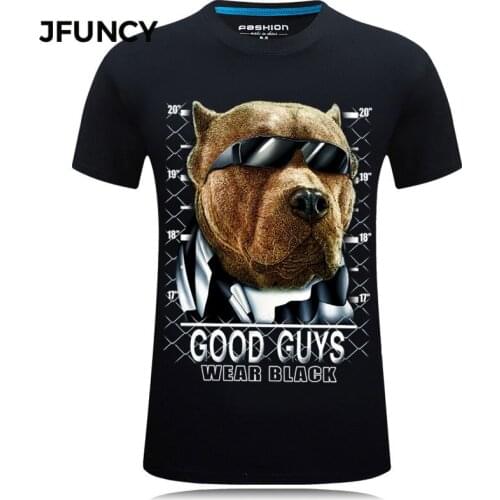 JFUNCY Dog Printing 3D Tshirt Men Graphic T Shirts Summer Short Sleeve Streetwear Male Tee Top Cotton Casual Gothic Man Clothing