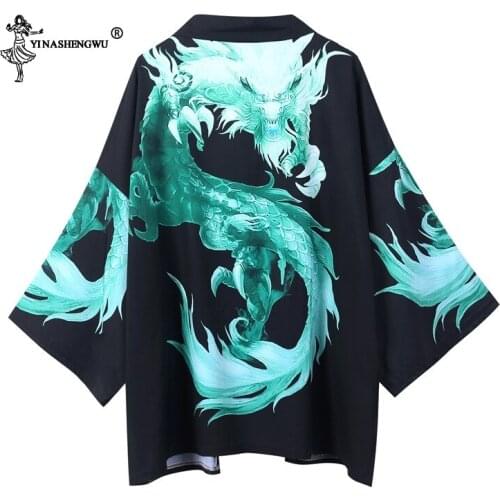 Orient Japanese Kimono Yukata Asian Women Harajuku Tops Ethnic Cardigan Kimonos Unisex Thin Loose Blouses Three Quarter Printing