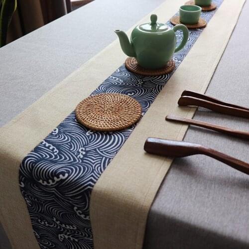 Chinese Zen Table Bed Flag Teaware Mat Cup Pad Tea Tablecloth Home Decor Vintage Japanese Cotton And Linen Table Runner LA888