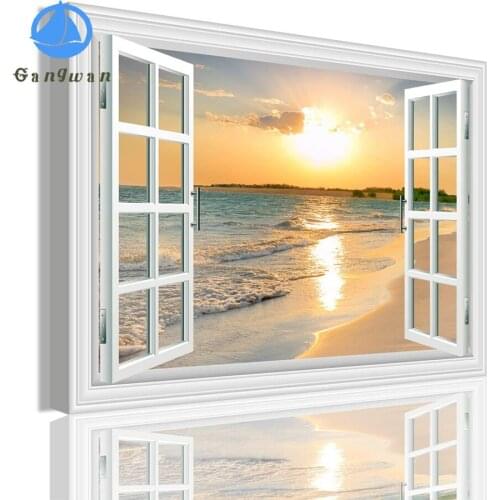 Creative diamond painting Sunset Window Sea View full square round drill DIY embroidery mosaic cross stitch handicraft gift art