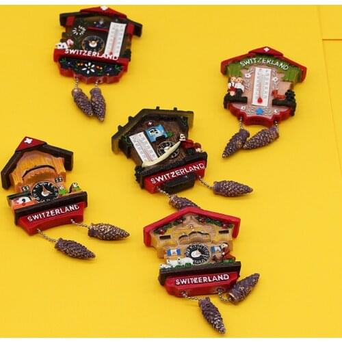 Creative refrigerator sticker great tobacco stick Swiss tourist souvenir refrigerator sticker 3D hand-painted cuckold bell model magnetic sticker home decoration kitchen refrigerator decoration sticker travel gift