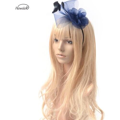 Lady Handmade Hair Accessory Head Band Fascinator Mesh Veil Feather Flower Party Wedding Gift
