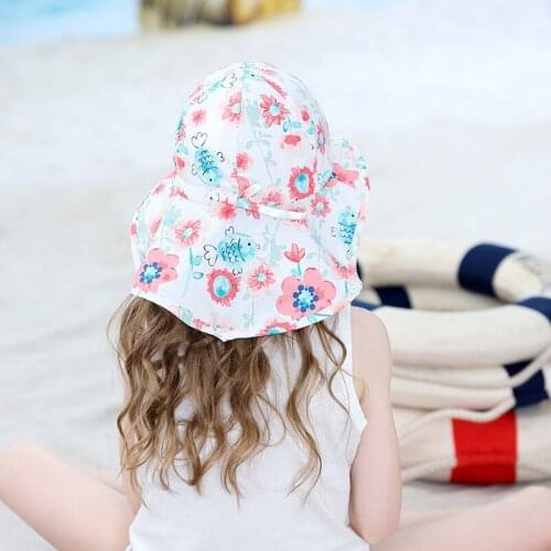 Summer 1-4Years Toddler Baby Kids Girls Boys Cartoon Character Sun Cap Hat Soft Cotton Fold Beach Sunscreen Fisherman Hat UPF50