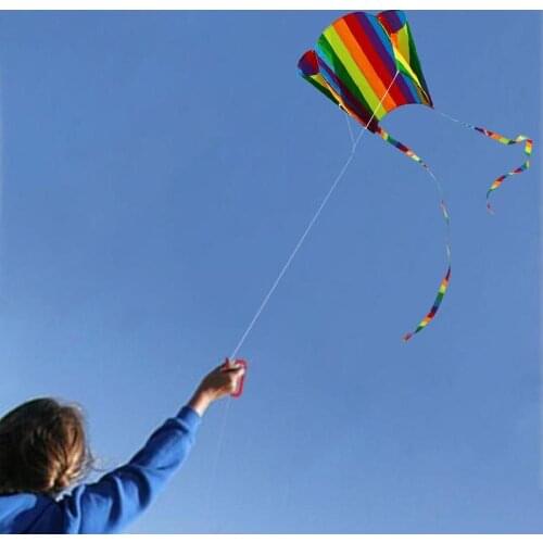 Rainbow Small Pocket Kite High-Quality Polyester Fabric 52Cm High *63Cm Tail Length About 200Cmsuitable for Wind 2~3 Levels