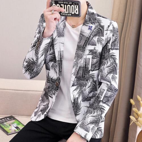 2021 Mens New Autumn Camouflage Printed blazer Youth Handsome Slim Casual blazer