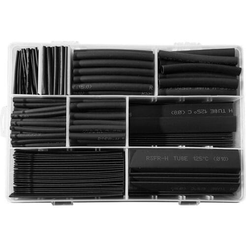 385Pcs/box Heat Shrink Tube Kit Shrinking Assorted Polyolefin Insulation Sleeving Heat Shrink Tubing Wire Cable Shrinkage 2:1