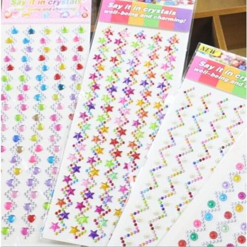 Crystals Rhinestones Car Decor Decal Styling Accessories Mobile Art Diamond Self Adhesive Sticker Flat Acrylic Drilling Stickers