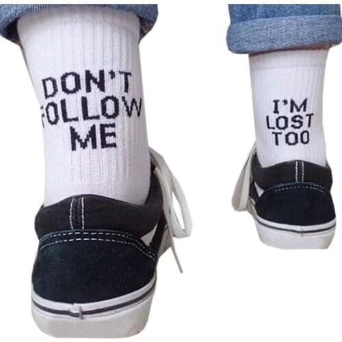Unisex Funny Socks Word Letter Print Cotton Long Crew Socks Message Hip Hop Skateboard Soft Socks