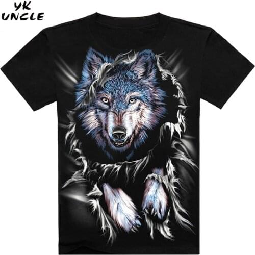 New 2016 Summer T-shirt Men 3D Printed Wolf Short Sleeve T Shirts Casual Brand Men Cotton Shirt Men Clothes Tops XXXL,YK UNCLE