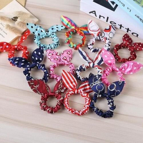 New Rabbit Ears Hair Band Children Hair Accessories Scrunchies Elastic Kids Hair Band For Women Girl Rubber Band Dot Hair Rope