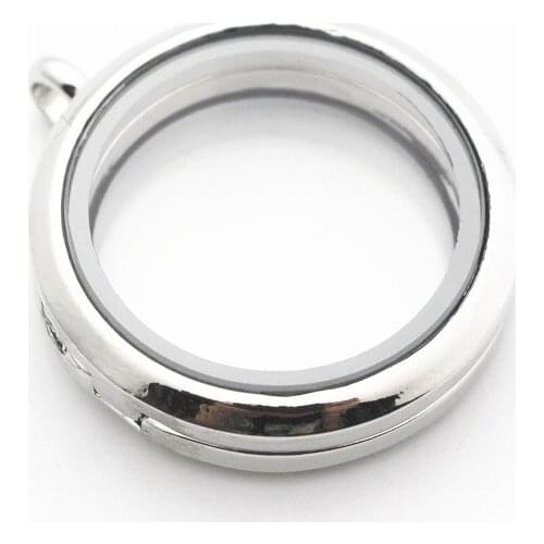 Newest 30mm Stainless Steel Floating Locket Necklace Round Sparkles Screw Open Glass Perfume box Memory Locket