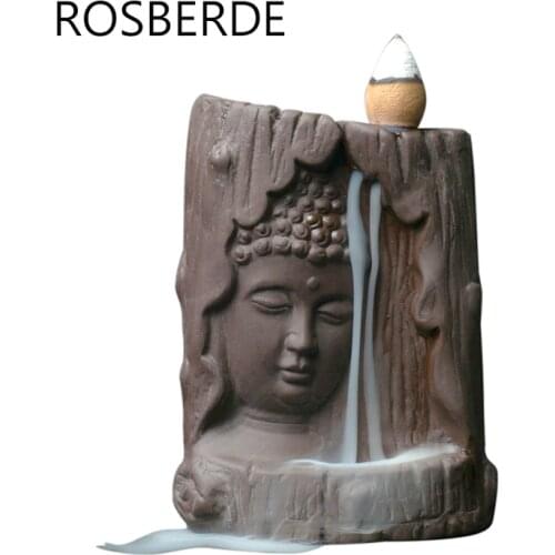 Backflow Incense Burner Buddha Statue Home Decor Ceramic Ornaments Incense Base Sandlewood Incense 20pc