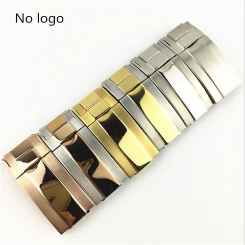 16*9mm Silver Gold 316L Stainless Steel Oyster Buckle Fit Leather Rubber Steel Strap FlipLock Clasp For Daytona GMT Yacht Watch