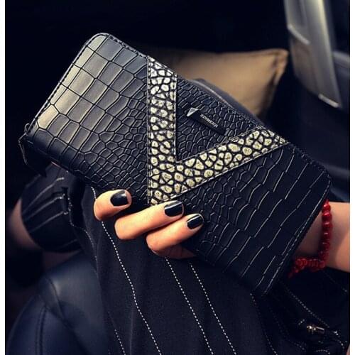 Luxury Long Designer Wallet Women Purse with Card Holder Alligator Pattern Women Wallet 100PCS/lot