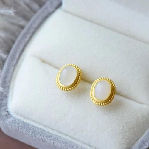 The Best Wedding Gift Jade Earring 925 Sterling Silver Fahshion Natural and Real Jade Earring