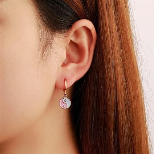 Classic Ying Yang Round Pendant Earrings Set For Women Girls Fashion Taiji Geometric Shaped Stud Ear Jewelry Party Gifts