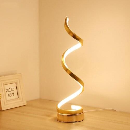 Modern LED USB Spiral Table Lamps for Living Room Nordic Minimalist Line Bedroom Desk Lamp Bedside Study Nightsand Light Fixture