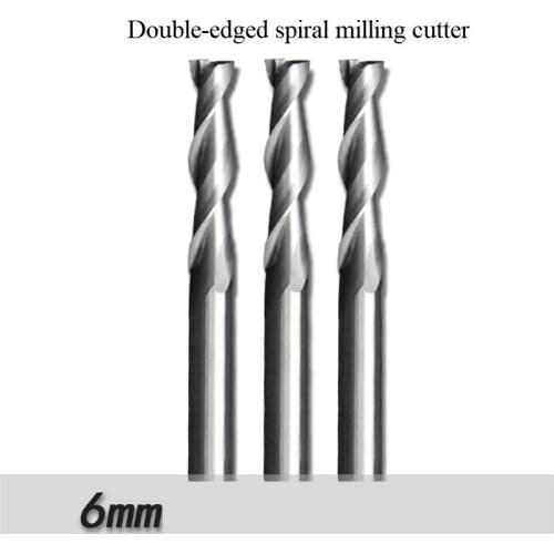 6MM double-edged spiral milling cutter acrylic engraving machine tool CNC machine tool spiral cutter head engraving knife