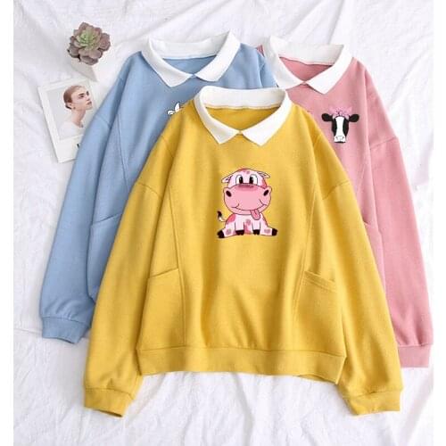 Harajuku Kawaii Graphic Sweatshirt Hoodie Women Crewneck Streetwear Winter Plus Size Womens Thin Hoodies Korean Cute Clothes Top