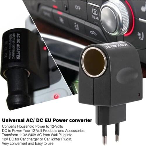 Universal 110V-220V AC to 12V DC EU Car Cigarette Lighter Socket Power Adapter Wall Plug Converter With LEDCCharger Indicator