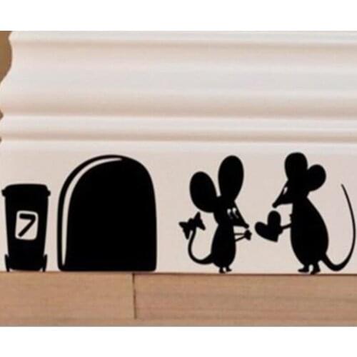 Creative Rat Hole Cartoon Wall Stickers Funny Love Mouse Hole Wall Decals Wallpaper Bedroom Living Room Home Decoration