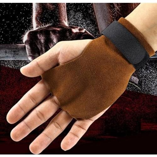2Pcs Cycling Gloves Half-finger Wear-resistant Faux Leather Non-slip Outdoor Palm Protector Strength Training Fitness Mittens