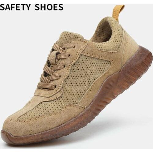 Safety Shoes Cap Steel Toe Safety Shoe Boots For Summer Man Work Shoes Men Breathable Mesh Size Footwear Wear-resistant DXZ046
