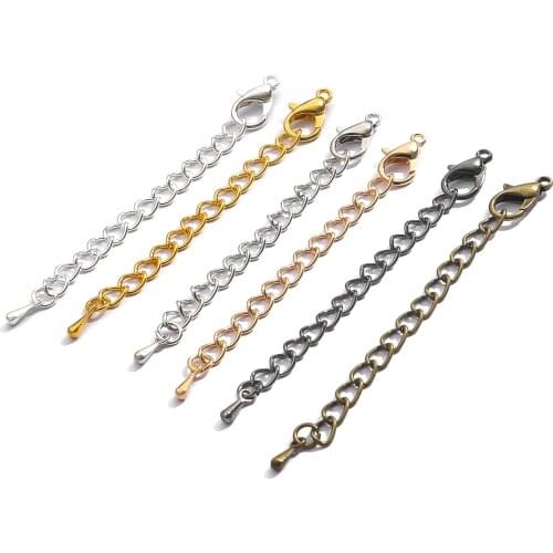 20Pcs Alloy 12mm Lobster Clasp with End Tips Extended Chain 5.5cm Connectors For Bracelet Diy Jewelry Making Findings Supplies