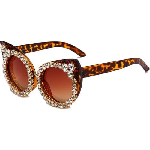 Western style cat-eye diamond-encrusted sunglasses personality drill womens sunglasses trend sunglasses