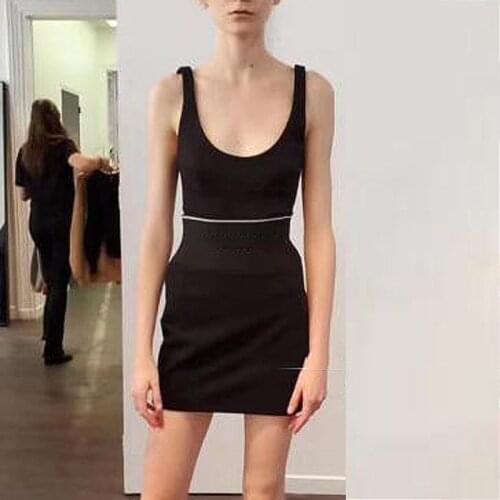 2020 black women dress summer knitted bodycon dress letter Luxury brand patchwork casual Slim party dress