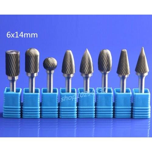1pcs/set tungsten carbide 6x14 mm Milling cutter metal grinding woodworking rotary bits Milling cutter