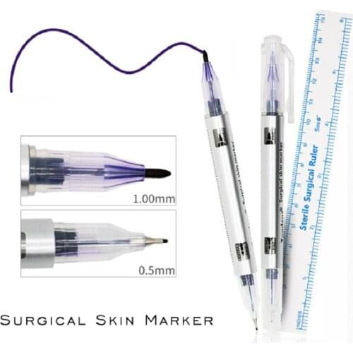 10Pcs Microblading Tattoo Marker Pen Kits Double Heads Surgical Skin Marker Pens Measuring Rulers For Tattoo Eyebrow Positioning