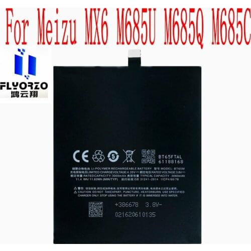 100% Brand new High Quality 3060mAh BT65M Battery For Meizu MX6 M685U M685Q M685C Mobile Phone