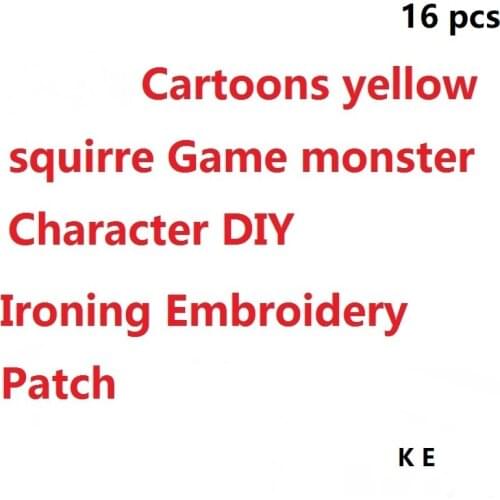 16pcs Cartoons yellow squirre Game monster Character DIY for Clothing iron Sew on Ironing Embroidery Patch T Shirt Appliques
