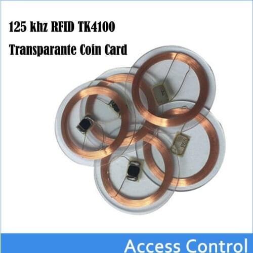 Free shipping 20PCS 125 khz RFID EM4100 TK4100 Transparante Coin Card (25mm) Id-kaart cards for Access Control Tags