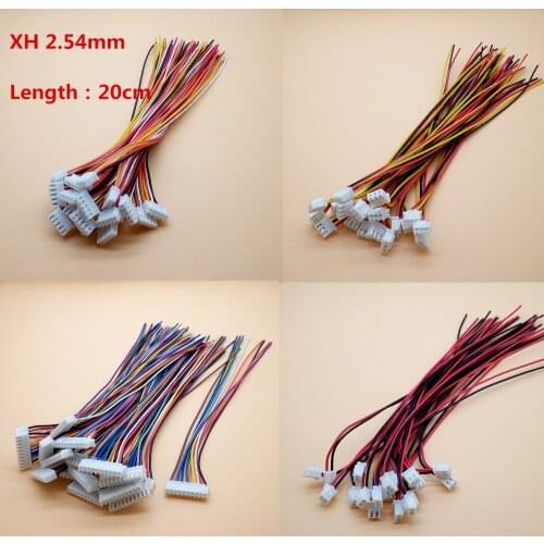 20Pcs JST XH2.54 2/3/4/5/6/7/8/9/10/12 Pin Connector Plug Wire Cable 20cm Length