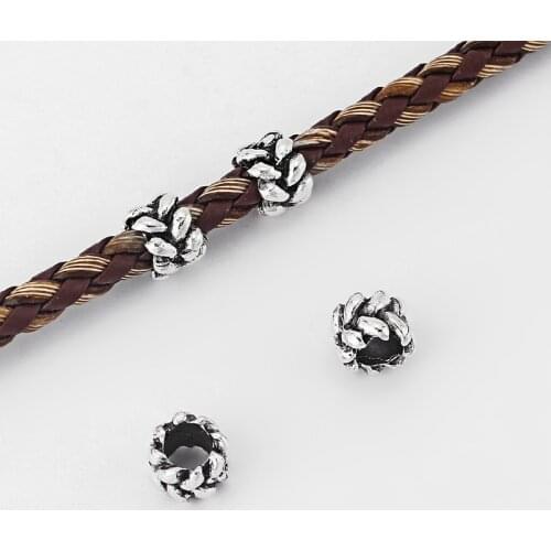 20pcs Lacewok Charms Slider Spacer Beads for 5mm Round Leather Cord Bracelet Necklace Making Jewelry accessories