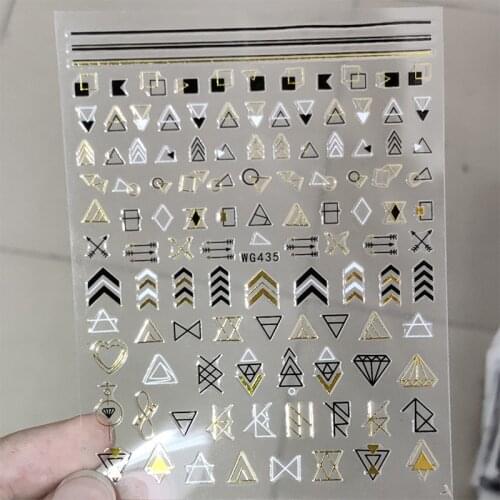 3D Stickers for Nails Black Geometric Lines Nails Art Decoration Manicure Sticker Sliders Triangle Arrow Nail Foil Accessories