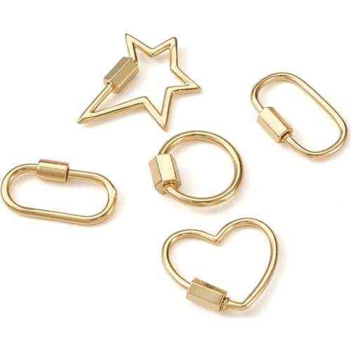 5pcs/box Brass Screw Carabiner Lock Charms Pendants for DIY Keychain Necklaces Bracelet Jewelry Making Accessories