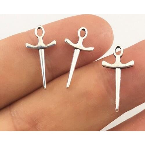 50pcs Charms Dagger Sword 21*10mm Handmade Craft Pendant Making fit,Vintage Tibetan Silver color,DIY For Bracelet Necklace