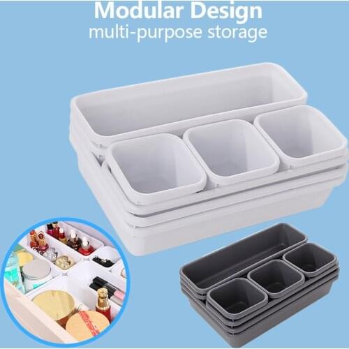 8pcs Drawer Organizers Storage Best Interlocking Narrow Drawer Dividers Box Bag for Bathroom Office Kitchen Home Storage Tool