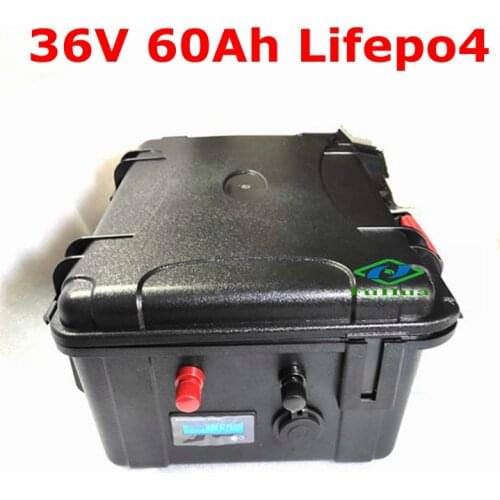 60AH 36v lifepo4 battery+43.8V 5A Charger 2USB ports LED 36V lithium battery for 2300W 2000W Sightseeing car electric car RV EV