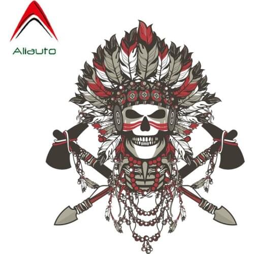 Aliauto Creative Car Sticker Indian Skull Print Motorcycle Cover Scratch Waterproof Personality Accessories PVC Decal,15cm*12cm
