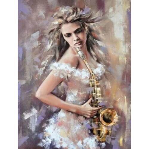 Diamond Painting Full Square Drill Woman Play Saxophone Photo Custom Embroidery Sale Mosaic Rhinestones Musical Instrument Decor