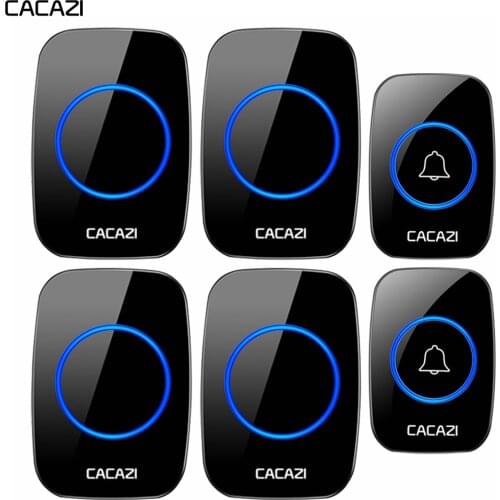 CACAZI Waterproof Wireless Doorbell Battery 2 Transmitter 4 Receiver US EU UK AU Plug Home Calling Bell Wireless Ring Chime