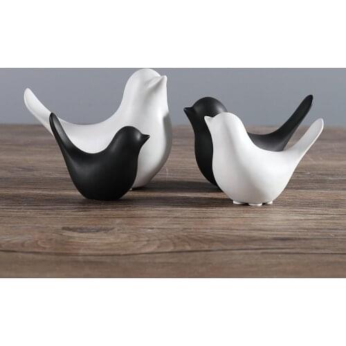 Nordic Creative White Ceramic Bird Figurines Home Decoration Accessories Party Crafts for Living Room Shelves Wedding Ornaments