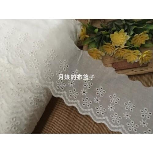 DIY Handmade Patchwork Vintage Cotton Fabric Lace White Cotton Embroidered Lace 9.5cm